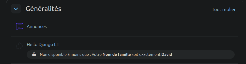 Moodle restriction d'activité