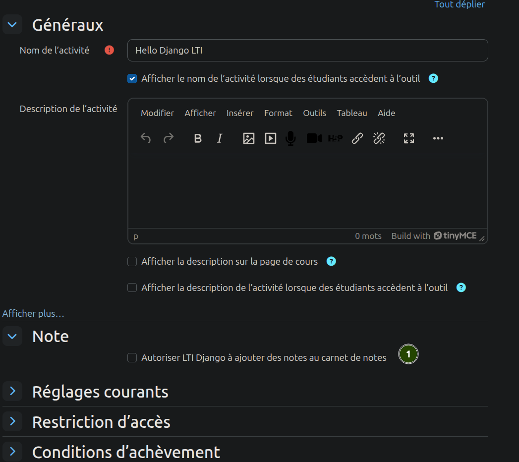 Activation deployment AGS Moodle