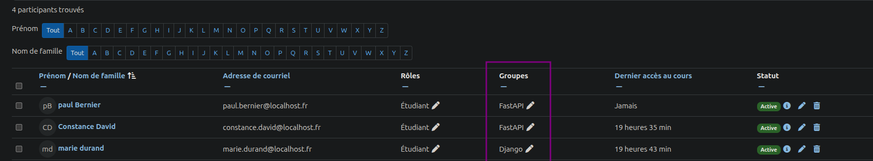 exemple de groupe dans moodle