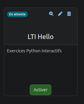 Outil en attente d'activation dans Moodle