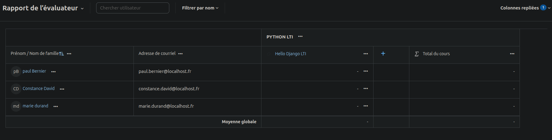 gradebook Moodle