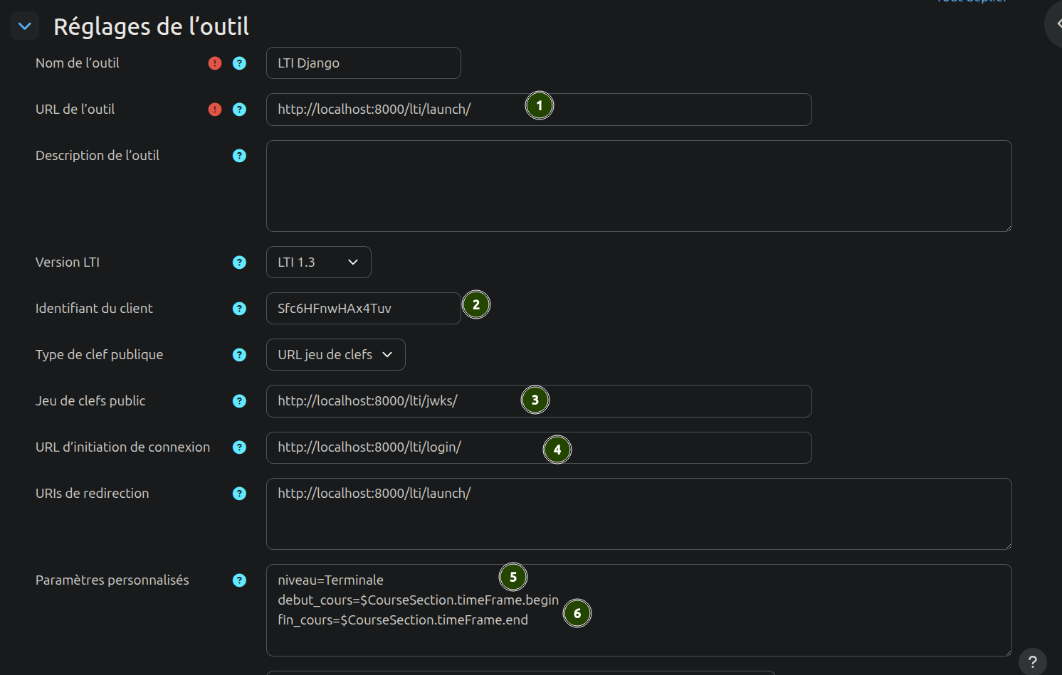 Registration avec Moodle